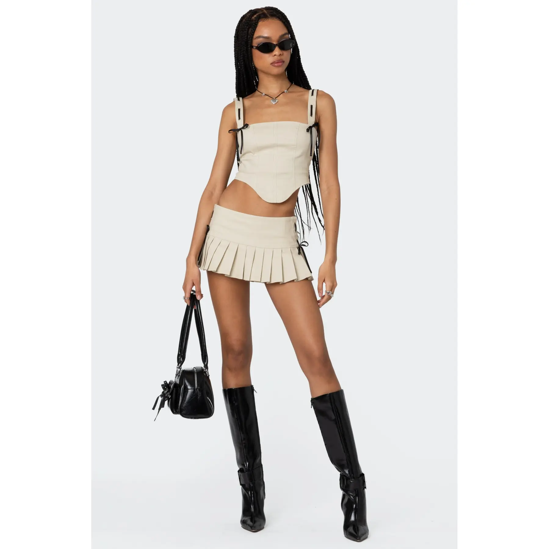 Margaret Pleated Ribbon Mini Skort