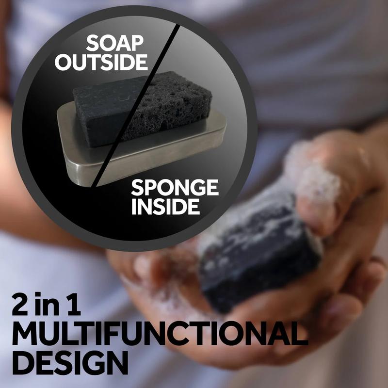 T.Taio Esponjabon Charcoal Soap Sponge – 2-in-1 Exfoliating Scrubber & Deep Cleansing Soap for Face & Body – Oil Control & Detoxifying Skincare – Pack of 6 Bath Personal