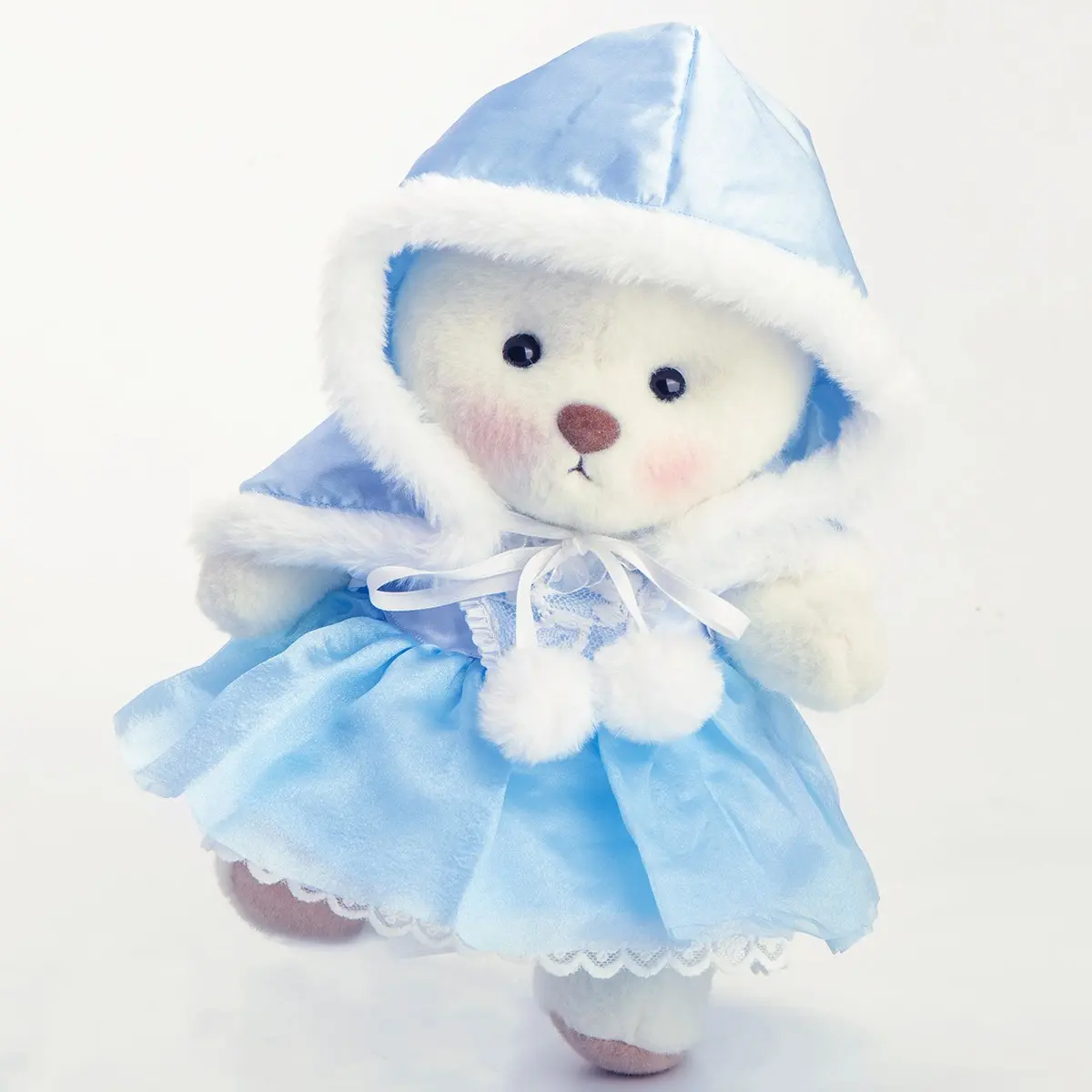 Getahug Christmas Blue Ice Princess Dress Teddy Bear - 12in Standing, 7.5in Width, Handmade Jointed Moveable Huggable Stuffed Animal, Super Soft Fluffy Toy Gift for 6-8 Year Old Fans