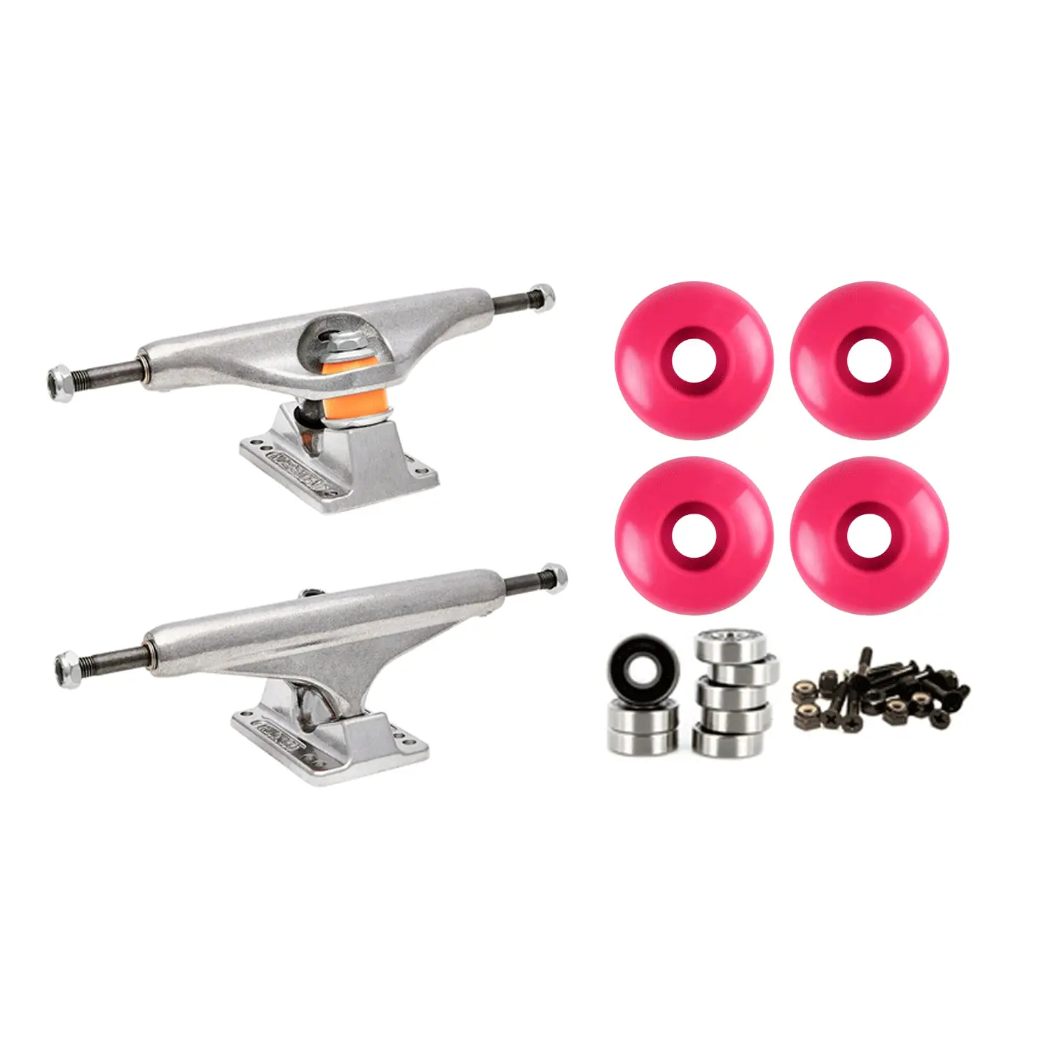 Independent 159 (8.75") Skateboard Trucks 56mm Pink Wheels and Bearings Combo Package