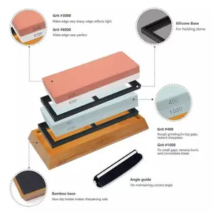 Premium Whetstone Cut knife Sharpener Whet Stone Set 400/1000 3000/8000 Grit