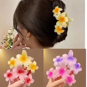 4Pcs Flower-Shaped Claw Clips, Cute Minimalist Hair Accessories for Women & Girls, Strong Hold for Thick Hair
