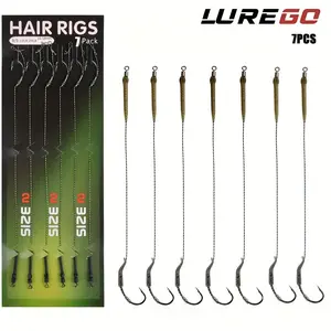 Carp Fishing Accessories, 7pcs/set Hair Rig Fishing Hook Set, Braided Line with Boilie Rig Swivel Sleeves, Carp Hook Fishing Tackle, Fishing Equipment