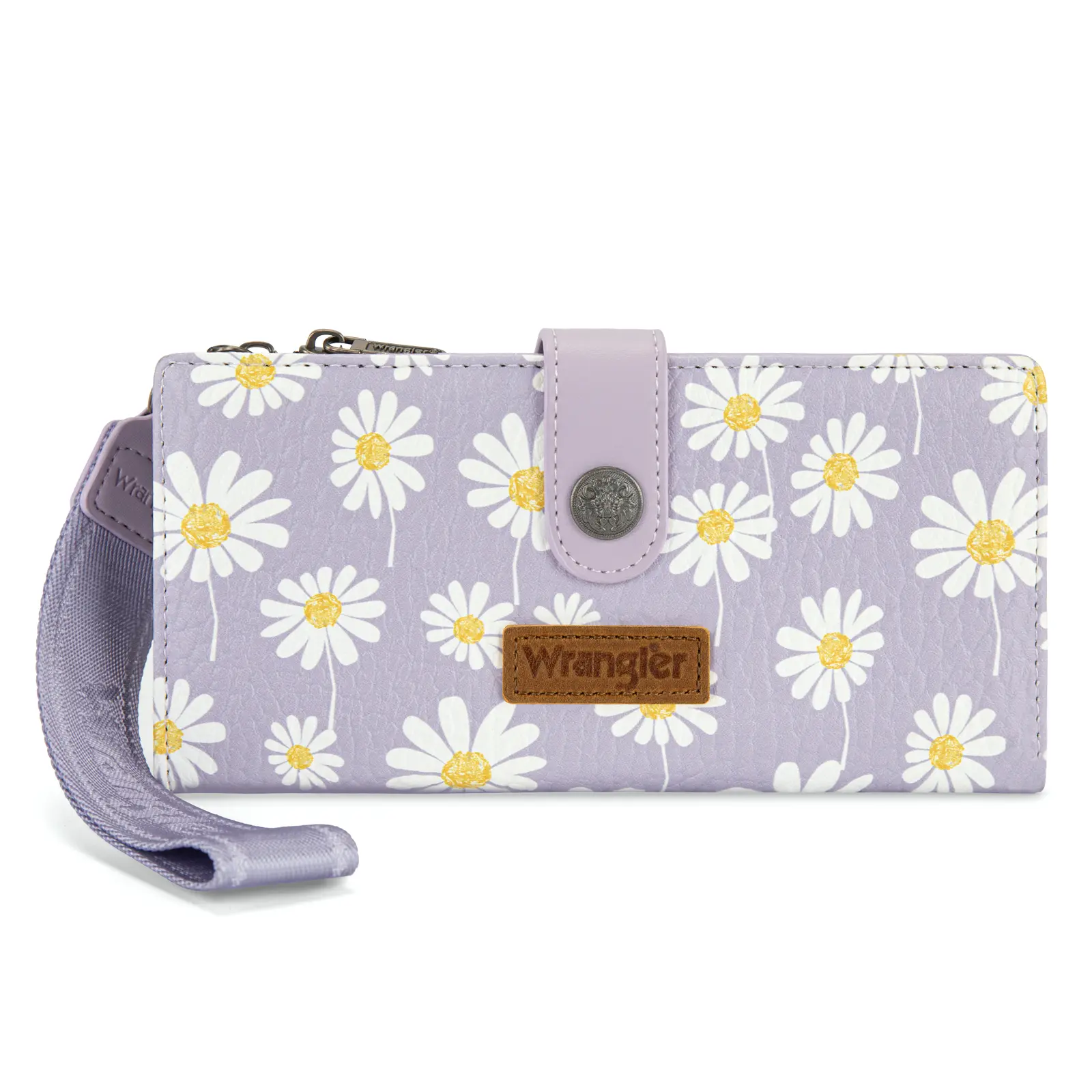 Wrangler Bifold Wristlet Wallet for Woman with RFID Blocking and Dual Zipper Pockets