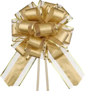 Pull Bows for Gift Wrapping,6 PCS Gold Gift Bow,6 inches Bow for Gift Basket,Gift Wedding Ribbon Bows for Wrapping .