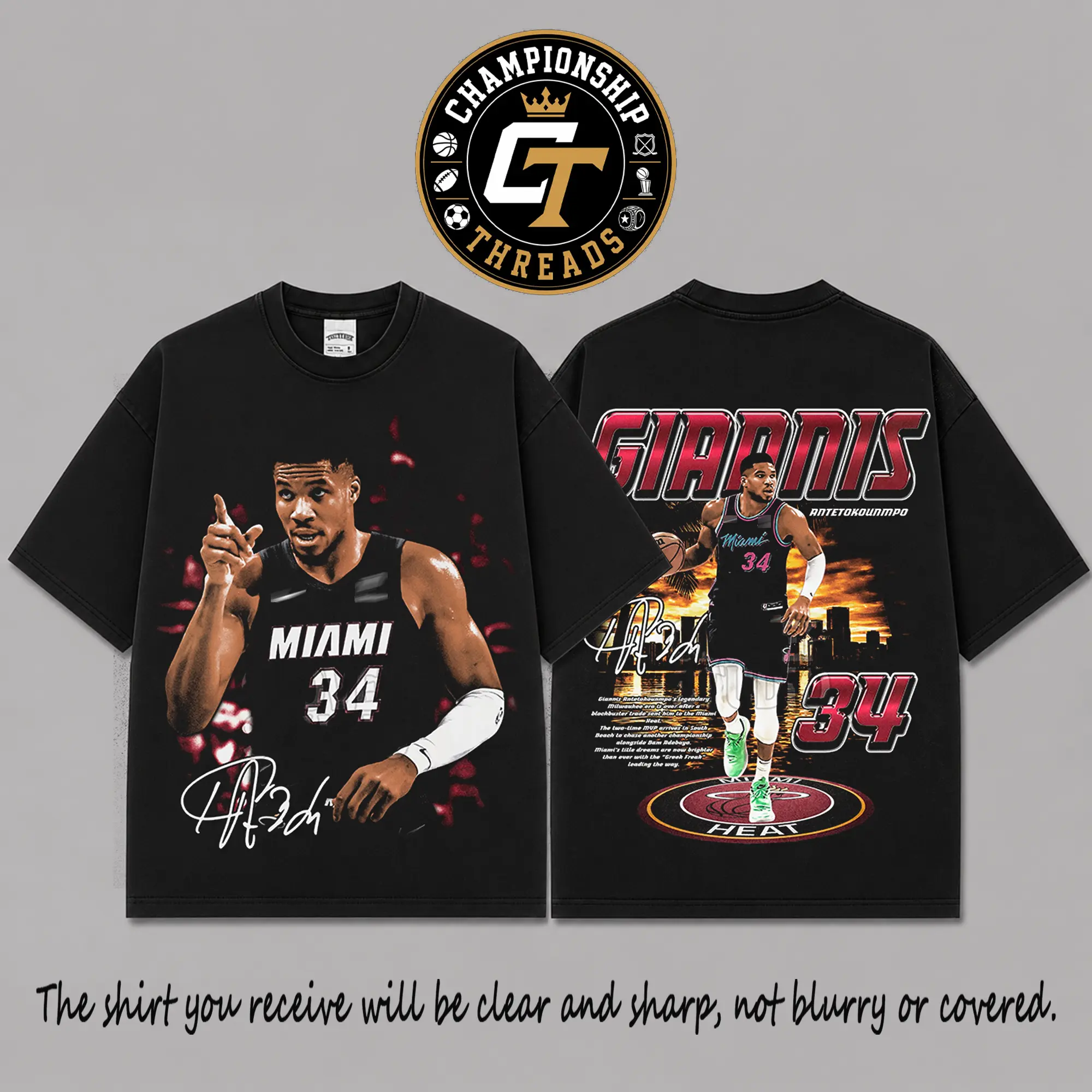 Giannis Antetokounmpo #34 Premium Cotton T-Shirt, Basketball Portrait Graphic Tee, Greek Freak Vintage Oversized Streetwear Shirt, Game Day Fan Apparel, Gift for Giannis Fans