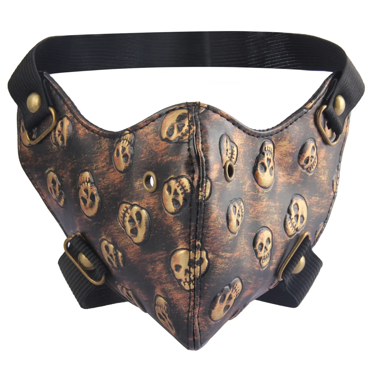 OIDEA PU Leather Skull Half-Face Adult Mask for Men, Outdoor Sports Biker Mask with Adjustable Elastic Strap, Dust & Windproof (Festive & Party Accessory), Adult Masks