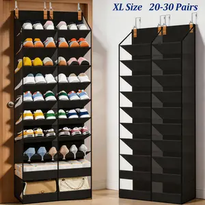 TAYTUU XL Hangable Shoe Organizer, Over the Door 10-Tier Durable Nylon Foldable Shoe Storage Bag with PVC Side Window, Holds 20 Sneakers/30 High Heels (20-30 Pairs Total), 80 lbs Max Capacity,summerwins