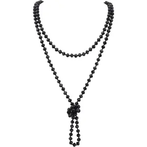 Fashion Beads Rope Knot Long Beaded Necklace Versatile 60" Strand Costume Jewelry for Women and Men