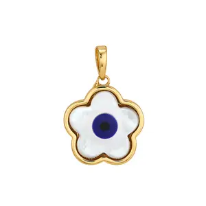 Navy Flower Evil Eye Charm