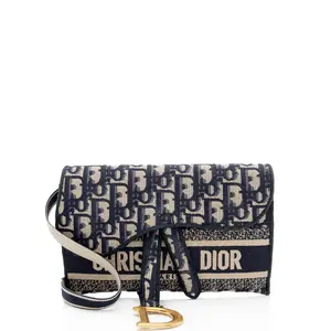 Pre-owned Dior Canvas Belt Bags Oblique Slim Saddle Pouch