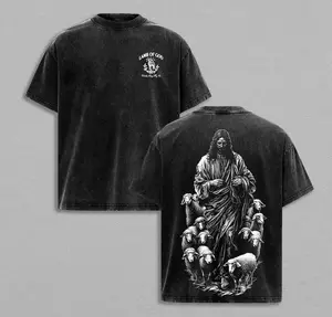 Jesus with Lamb Washed T-Shirt: Good Shepherd Christian Graphic Tee