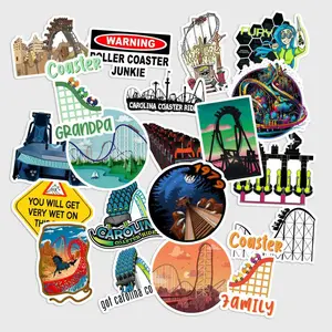 Sticker Pack 20 pcs Roller Coaster Stickers, Theme Park Thrill Vinyl Decals