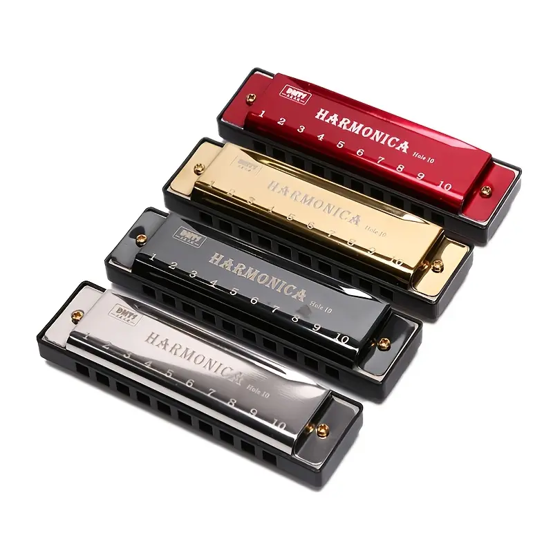 Portable Durable 10 Hole Chromatic Harmonica, 1 Count C Key Harmonica with Case, Musical Instrument for Beginner, Wind Instruments, Gift for Friends