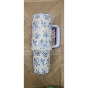 Blue Floral, 40oz Tumbler Spill Proof Lid