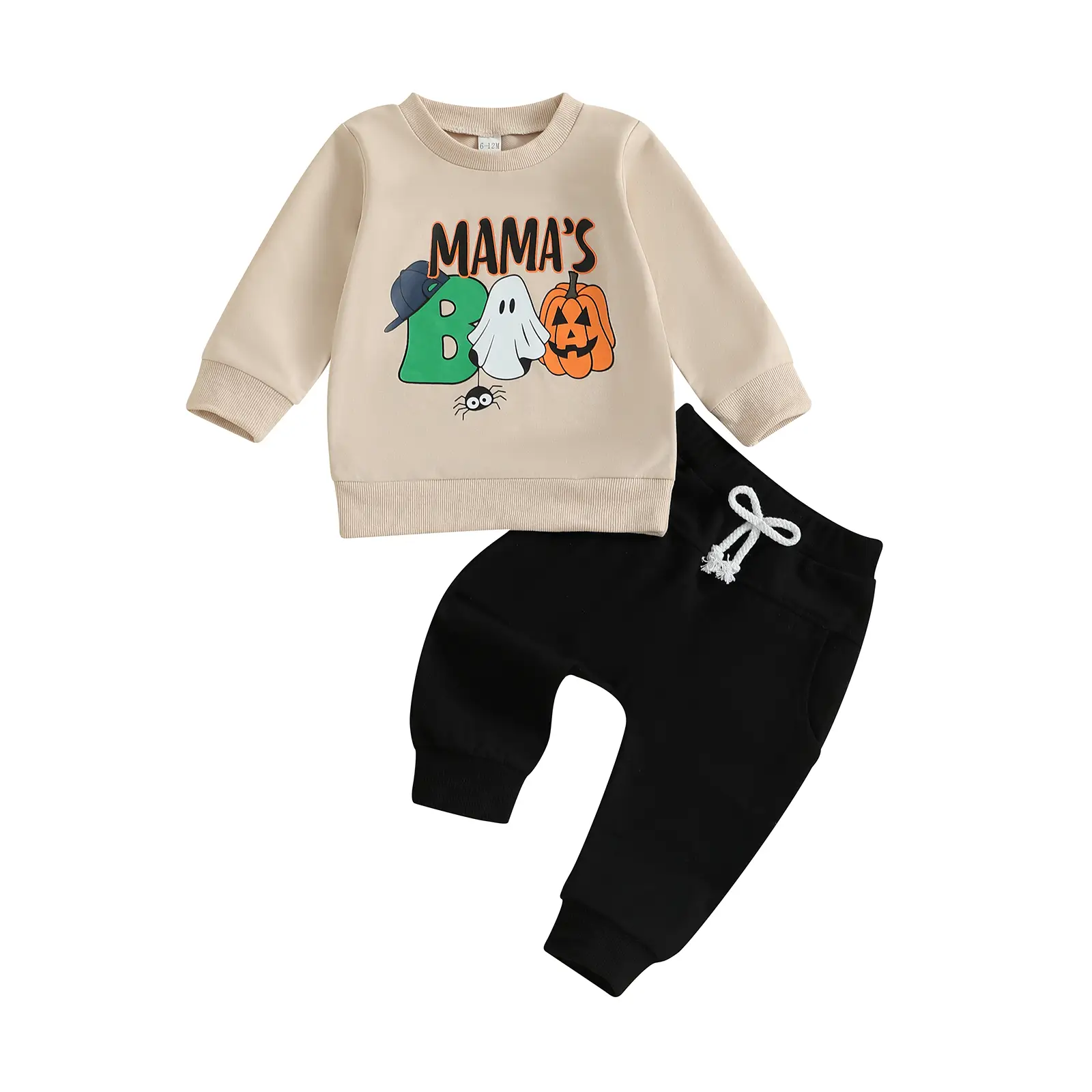 FOCUSNORM Baby Boy Halloween Outfits Mamas Boo Long Sleeve Sweatshirts with Jogger Pants Toddler Fall Winter Clothes Set