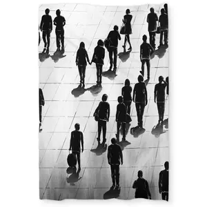 Begin Home Decor C1DCTXLWOMM5VQ Silhouettes of People on the Street Twin Size Extra Long Duvet Cover - Home Decor