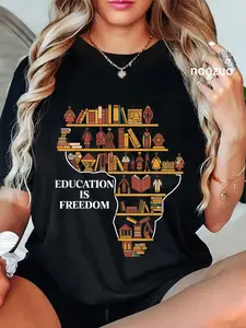 100% Cotton Education Is Freedom African Map Inspiration T-Shirt