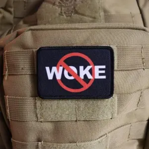 no woking anti woke get woke go broke  2"x3" morale patch with hook and loop backing