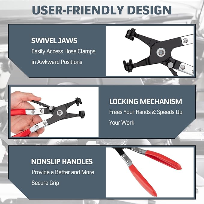 9Pcs Hose Clamp Pliers Set, Flexible Wire Long Reach Hose Clamp Pliers, Auto Repair Tool Kit for Car Fuel Line, Water Pipe, Hose Removal Installation with Storage Case 9Pcs Hose Clamp Pliers Set, Flexible Wire Long Reach Hose Clamp Pliers, Auto Repair Tool Kit for Car Fuel Line, Water Pipe, Hose Removal Installation with Storage Case