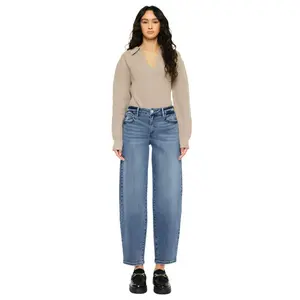 Kancan - Grace High-Rise Slim Barrel Jeans (29" Inseam) - KC20084M, Aesthetic, Denim