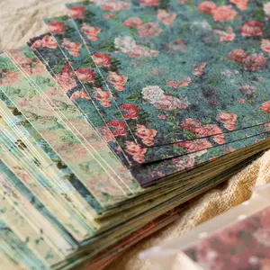60pcs Vintage Floral Artistic Elegant Scrapbook Paper Pack, 8x8cm (3.15') Decorative Background Paper Supplies, 30 Designs Retro Aesthetic Ephemera for Junk Journal, DIY Craft, Collage & Card Making, Scrapbook Materials
