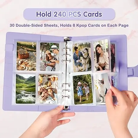 A5 Kpop Photocard Binder with 30 Pack 4-Pocket Card Pages, 6 Ring A5 Binder  Card