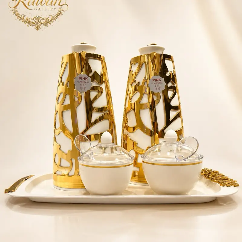 Luxury Silver & White Arabic Coffee Serving Set