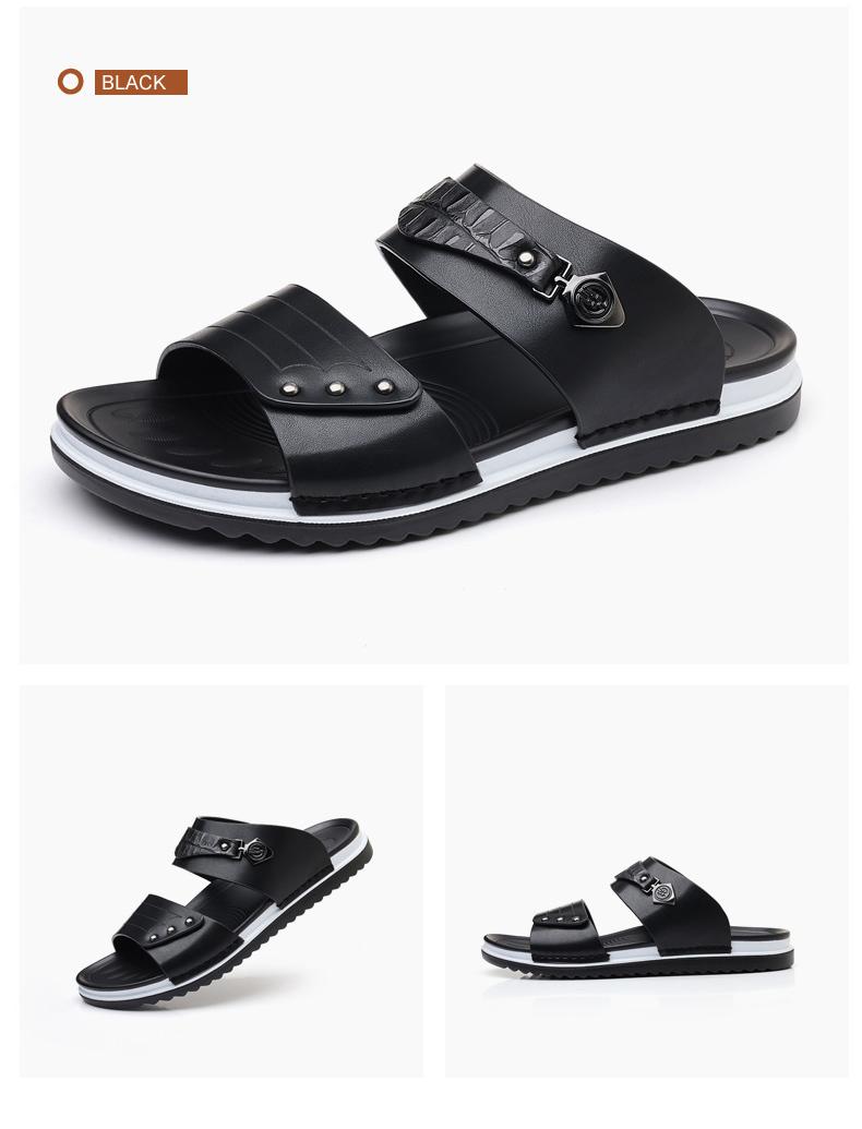 Water-Resistant Premium Vegan Leather Slides for Men | Quick-Dry Anti-Peel Outdoor Beach Sandals | Easy Clean Synthetic Footwear | sport flipflops daily