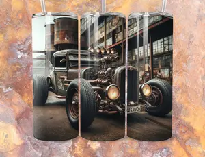 Steampunk Rat Rod 20oz Tumbler – Classic Car Garage Vibes