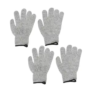 Gray Glass Fiber Work Gloves for Kitchen Cutting & Food Handling - Comfortable Elastic Cuffs, Breathable, Washable, S/M/L Sizes