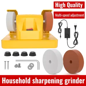 Mini Electric Grinder With Infinitely Variable Speed, Sturdy Yellow Casing, Compact Polishing Machine. 12-speed Adjustable, Suitable For Tool Grinding, Knife Sharpening And Polishing. Ideal For Tool Making, Woodworking, Metalworking And Handicrafts.