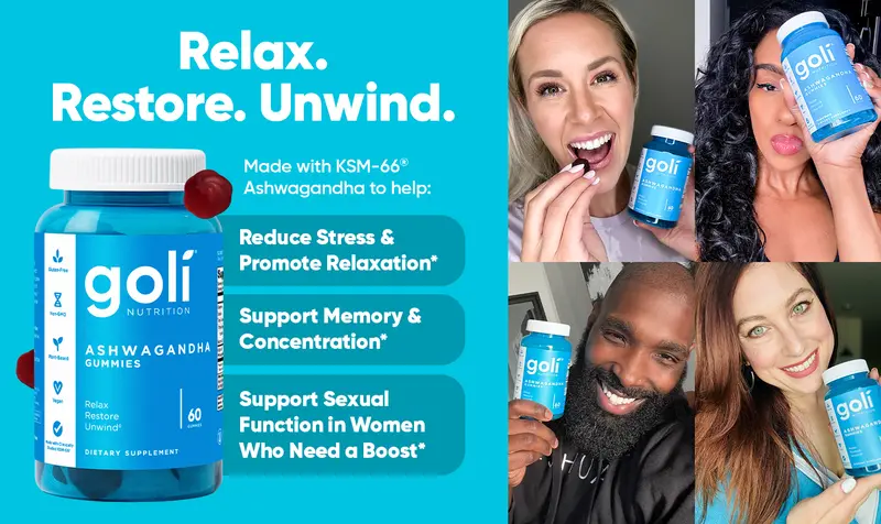 Product Introduction of 6 Bottles of Goli Ashwagandha & Vitamin D Gummy - Mixed Berry, KSM-66, Vegan, Plant Based, Non-GMO, Gluten & Gelatin Free 3