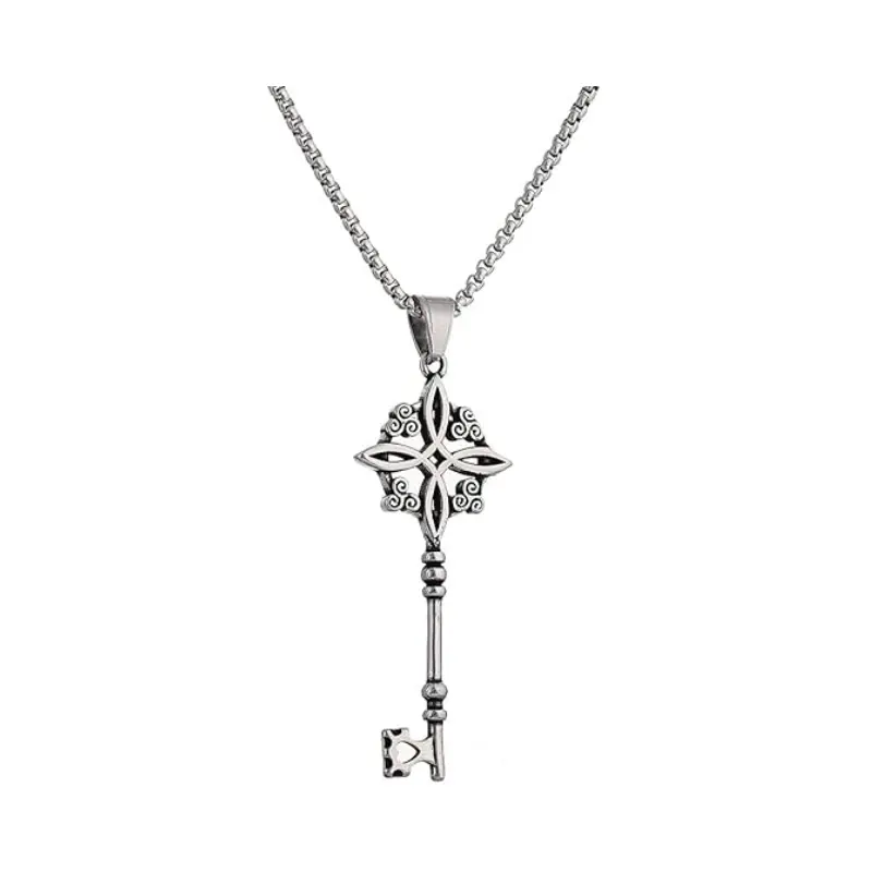 Witch Knot Key Necklace, Witchy Magic Knot Pendant, Celtic Jewelry for Women