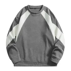 Winter Men's Fashionable Colorblock Crewneck Sweatshirt with Thick Warm Polar Fleece Lining for Cozy Comfort Menswear Tops Long Sleeve Casual Pullover Hoodie Motocross Grey hoodies men fall outfits