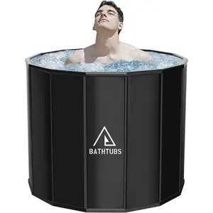 Portable Bathtub for Adults, Easy to Assemble Collapsible Bathtub (31.5"L x 26")with Bottom  Clip, Suitable for Travel, Camping and Outdoor Activities (Black, L)