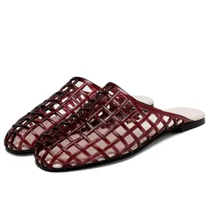 Jelly Slides Shoes for Women Slip On Clear Mesh Flats Closed Toe Jelly Sandals Mules Comfort Summer Slippers