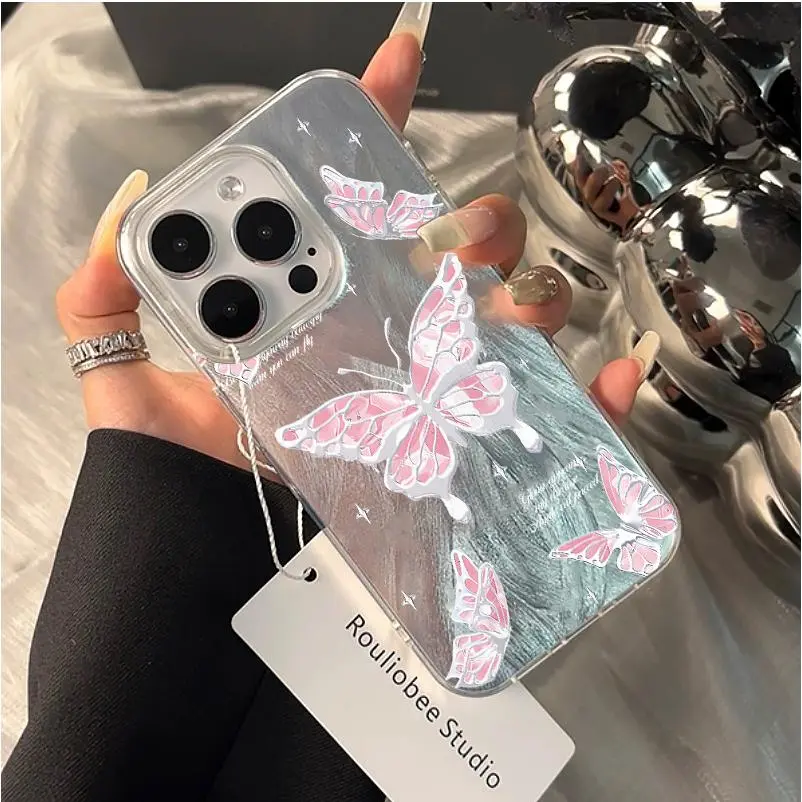 Pink Butterfly Premium all-inclusive English alphabet cell phone case for Galaxy A03 A03S A04S 4G A1 A12 A13 LIE 4G A14 A15 A23 A25 5G A32 4G A35 5G A51 4G A53 5G   FE iPhone 7 7 PLUS 8 8 PLUS X XR XS XS MAX 11 12 13  14 14 PRO 15 15 PRO  16 16 PRO