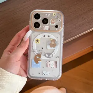 Magnetic Cartoon Bear Sausage Dog Case for Apple iPhone 17 Pro Max, Creative Fashion Shockproof Durable Protective Phone Cover, Stylish Mobile Protection Accessories