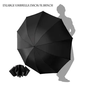 Extra Large Manual 130cm Folding Umbrella, Anti UV Protection, Reinforced Wind Resistant, Ideal for Adults, Dual Purpose, 1pc