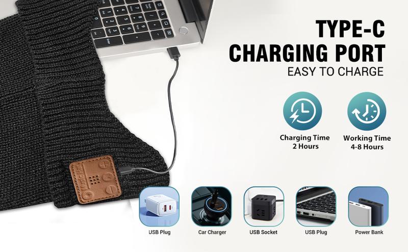 TR-BTD3 Bluetooth Beanie with Light|Three-Segment LED Light Smart Music Hat| USB-C Rechargeable Headwear for Skiing & Night Jogging |Unique Christmas Birthday Gifts for Men Husband Teen|Adjustable Brightness & Touch Control (Unisex All-Season)