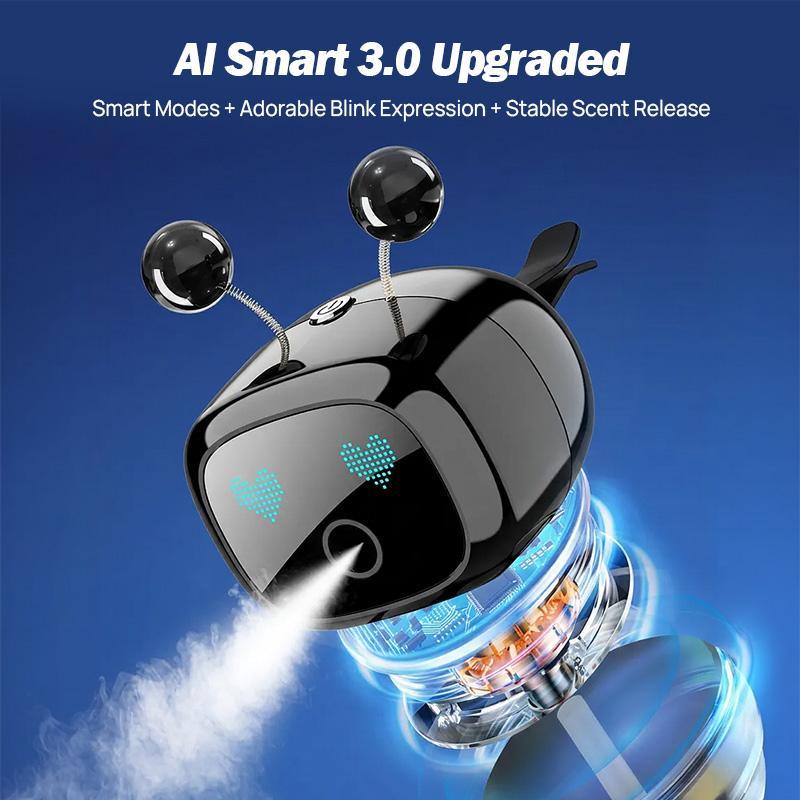 2026 V3 Upgrade Intelligent Robot Aromatherapy Car Diffuser - Auto Accessories for Cars, Aromatherapy Machine with Fine Spray, Fillable Design, 4-Gear Adjustment, Vibration Sensing, Large Capacity Long-Lasting Scent