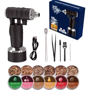 Electric Set  Christmas Gifts for Men Old Fashioned  Drink With 6  Chips and 6  Stones  and  Smoked Kitchen Bar Tools Cool White Elephant Gifts Black