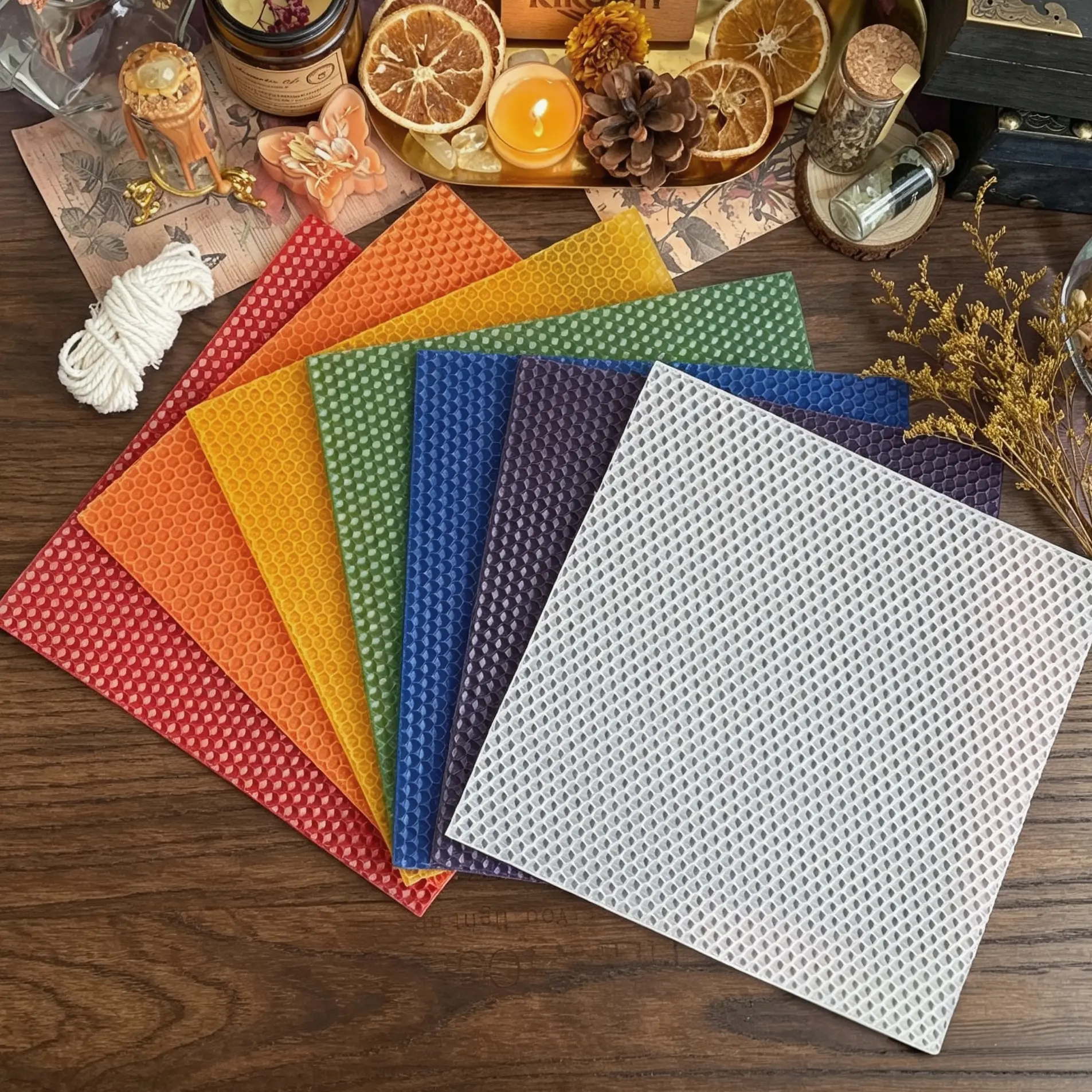 Beeswax Sheet DIY Kit | Spiritual Beehive Candle Making Set, perfect for parties and beginner craft gifts, holiday presents, everyday fun, home decor, and meditation corner decorations Flower