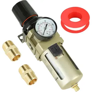 1/2 Inch Compressed Filter Regulator Combo, Air Compressor Water Oil  Separator with  Gauge, Semi-Auto Drain and Bracket