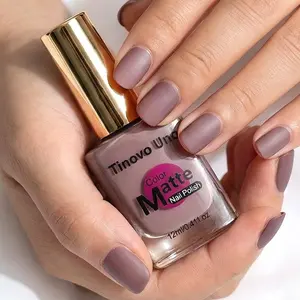 Tinovo Uno 12ml matte purple-gray indie nail polish with a frosted finish—matte yet not dry, flattering to fair skin and exuding elegance. Long-lasting and chip-resistant, perfect for professional women.