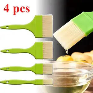 4-pcs Set Pastry Green Brush Set -6.88 Inches Long, Sauce Brush, Hanging Kitchen Oil Brush, Barbecue Sauce Baking, Cooking, Pickling Brush, Suitable for Restaurants, Kitchens, Camping, Bakeware Baked, Textiles & Soft Furnishings