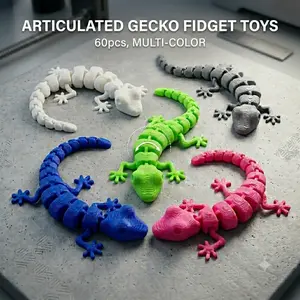 3D Printed Lizard Mini Statues (60 Random Colors) - 3D Printed Home Decor Items, 3D Printed Products for Fun Room Decoration, Animal Decorative Mini Statues, Statues, Suitable for Everyone as Stress Relief Holiday Gifts (Halloween, Christmas)