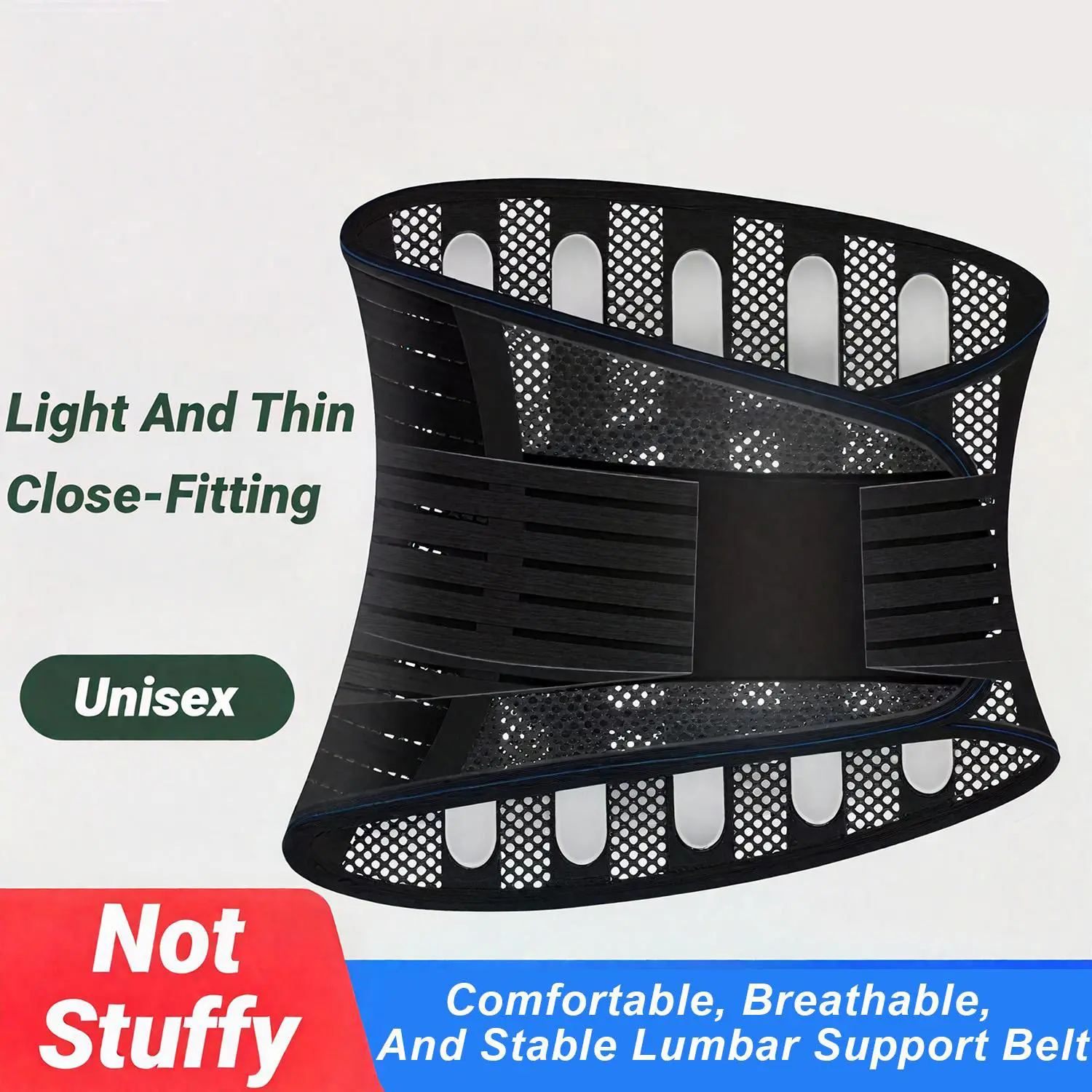 Adjustable Lower Back Brace - Breathable Mesh Posture Corrector Belt with Multiple Support Straps for Lower Back Support, Posture Improvement, Sports, Gym, and Long Hours of Office Sitting, Breathable Lumbar Brace, Work Back Brace