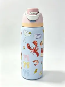 Owala 32oz  Insulated Tumbler, 32oz Stainless Steel Water Bottle with Fun Lobster, Cocktail & Bow Print, Leak-Proof Flip Lid, Ideal for Gym, School, Office & Travel outdoorfun